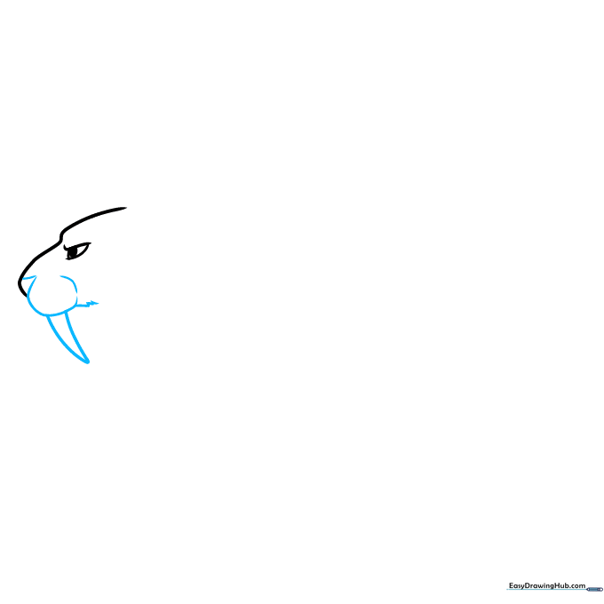 Drawing the nose, long saber tooth, and jawline of the prehistoric cat