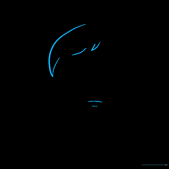 Finalizing the anime face with a sad mouth and clean outlines