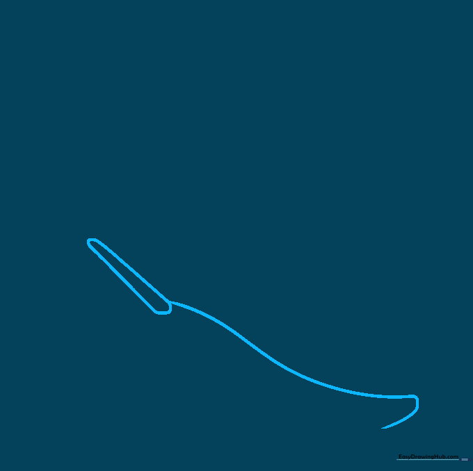 Pencil sketch showing the initial curved outline of a sailboat deck and bow.