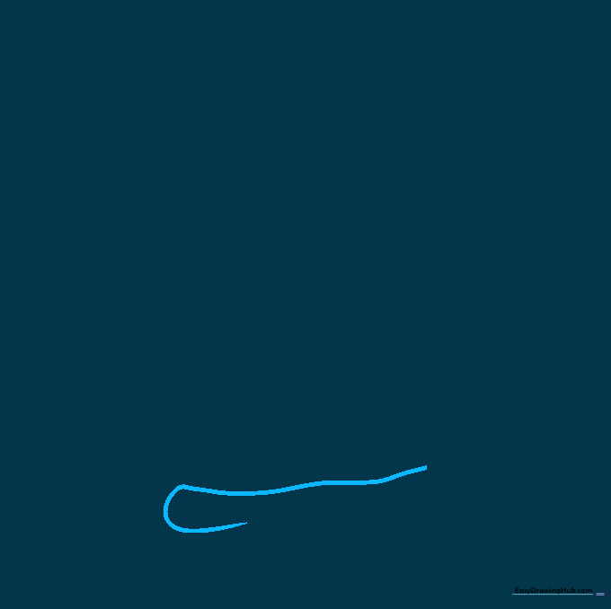 A simple curved line drawn on paper representing the base of a sand castle.