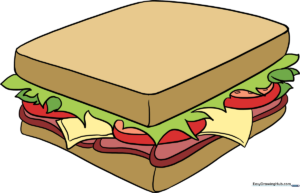 A colorful, finished sandwich drawing displayed as a featured art project.
