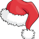 A vibrant, finished cartoon Santa hat drawing, perfect for holiday-themed art projects.