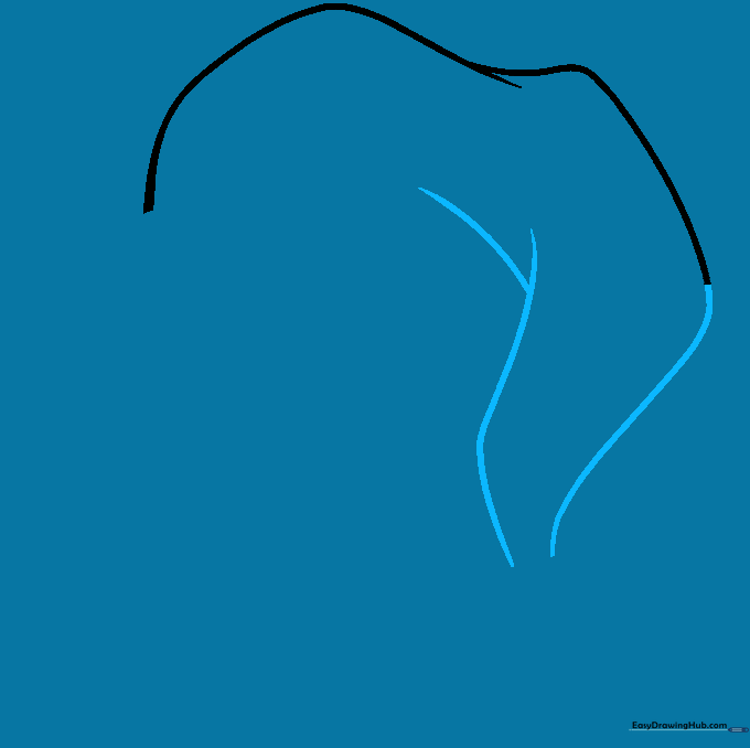 Drawing the main body of the Santa hat by extending lines into a Y-shape.