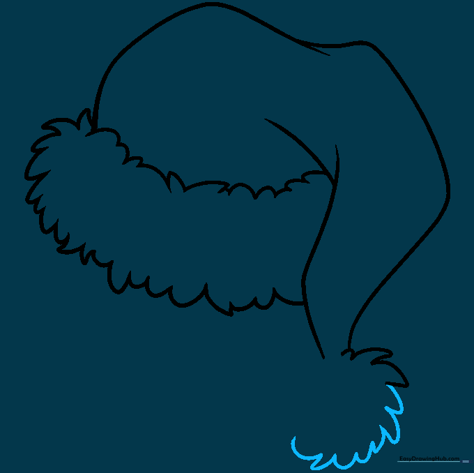 Adding more volume to the pom-pom with additional curved lines.