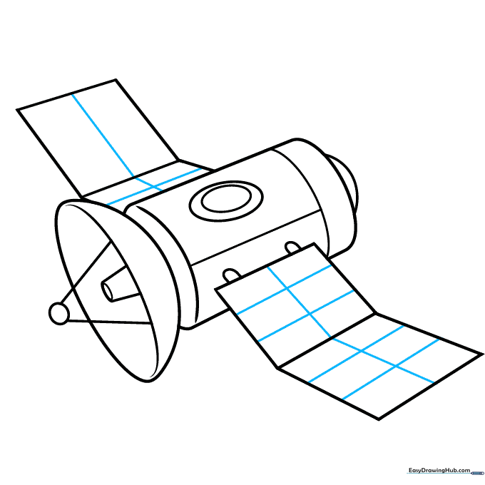Drawing a grid pattern inside the solar panel squares to add realistic detail.