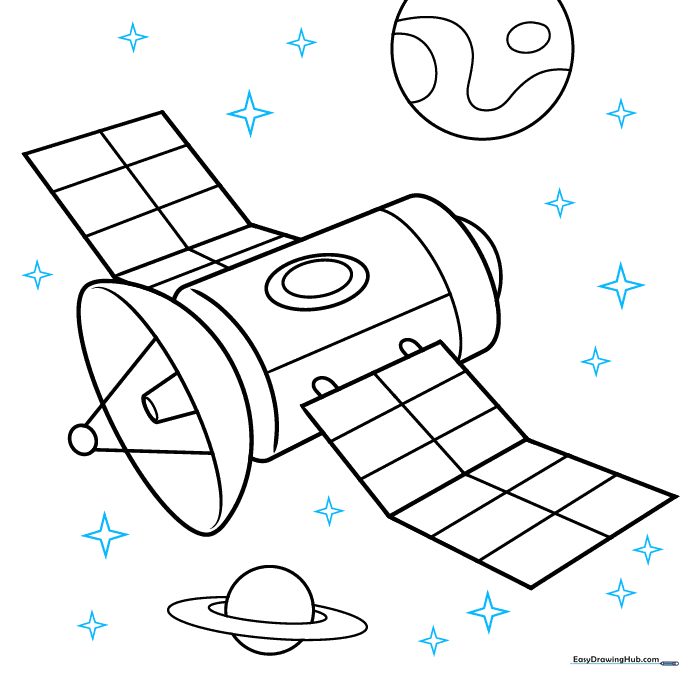 Adding various sizes of stars to the background to complete the space composition.