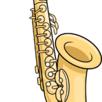 A vibrant, finished illustration of a saxophone, perfect for music-themed art projects.