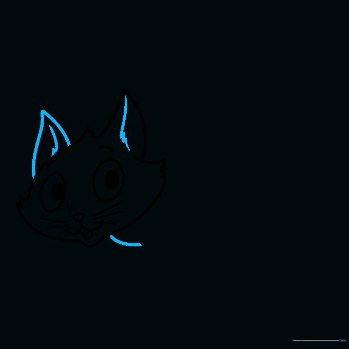 Drawing the second ear and the beginning of the cat's neck line.