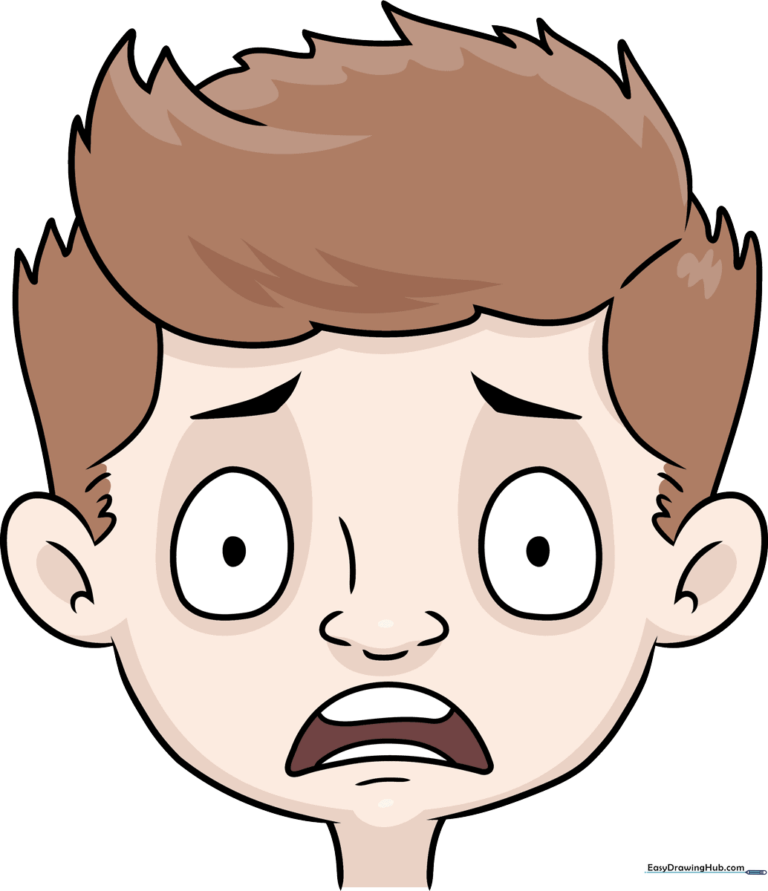 A colorful, expressive cartoon character with a scared facial expression.