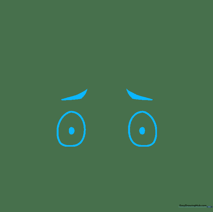 Two wide, oval eyes with pupils and triangular eyebrows indicating a scared expression.