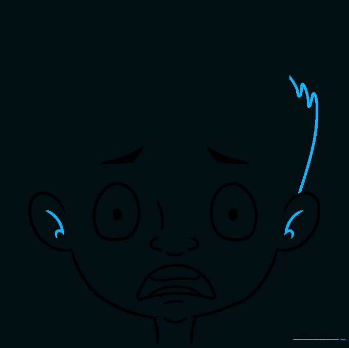 Detailed ears and the beginning of a messy, spiky hairline.