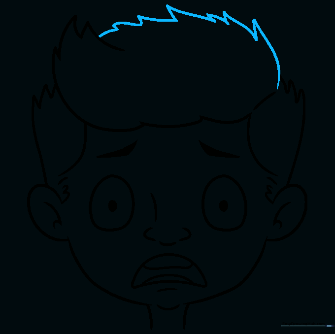 Completed spiky, messy hairstyle outline.