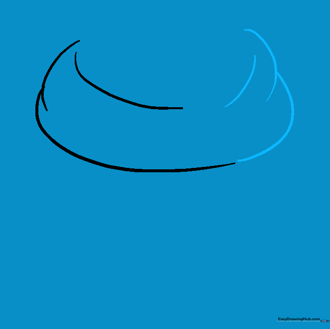 Drawing showing additional curved lines added to create the thickness of the scarf fabric.