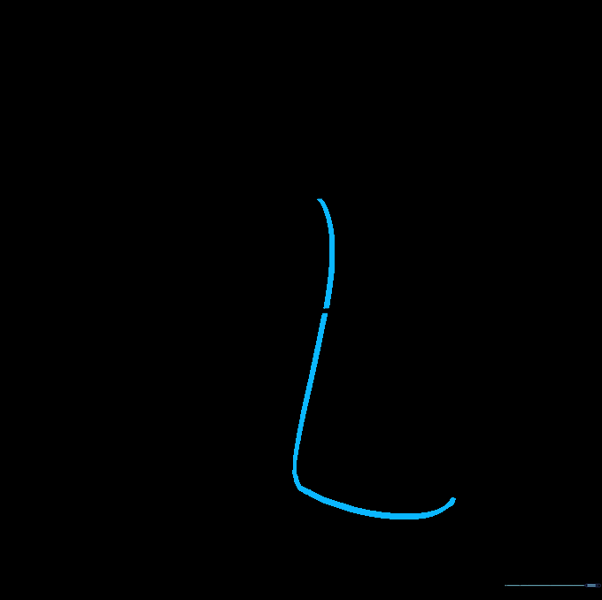 Drawing showing both ends of the scarf hanging down.