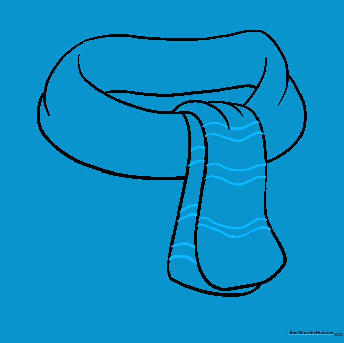 Drawing showing the addition of stripes to the ends of the scarf.
