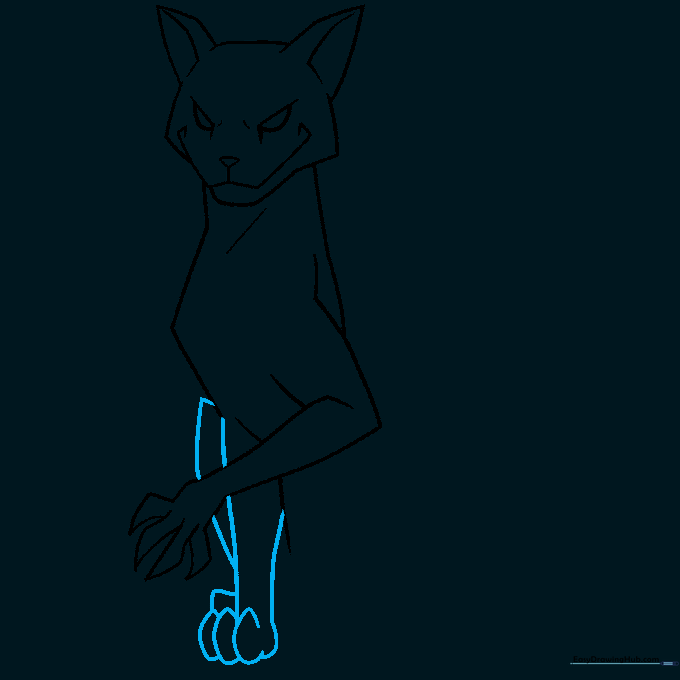 Sketching the second front leg and the rear leg with visible toe details.