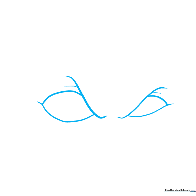 Two diagonal slashes forming the upper eyelids of a pumpkin, drawn in light pencil.