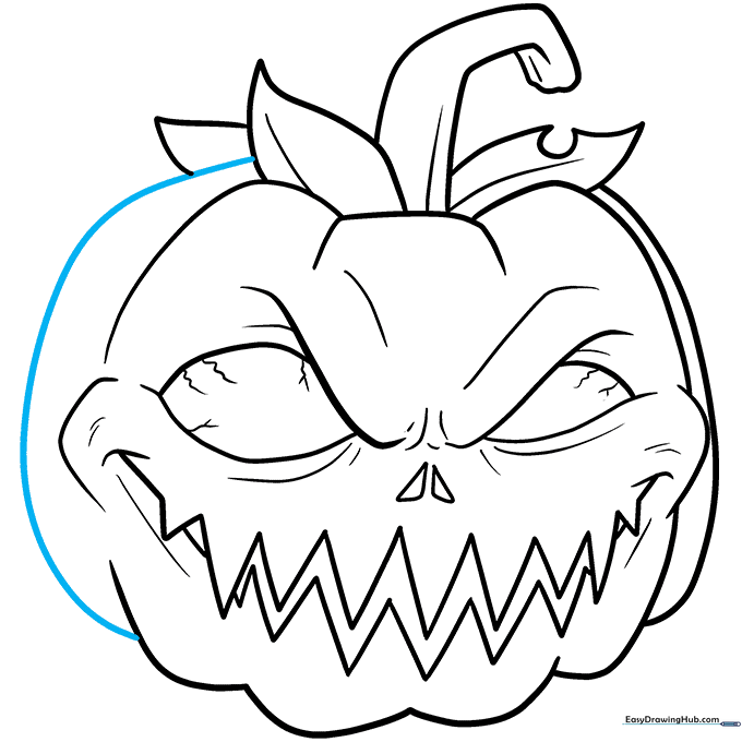 Final pencil sketch of the scary pumpkin ready for inking.
