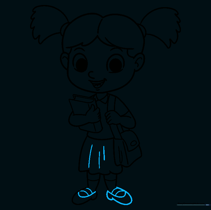 Adding pleats to the skirt and finishing the details on the shoes.