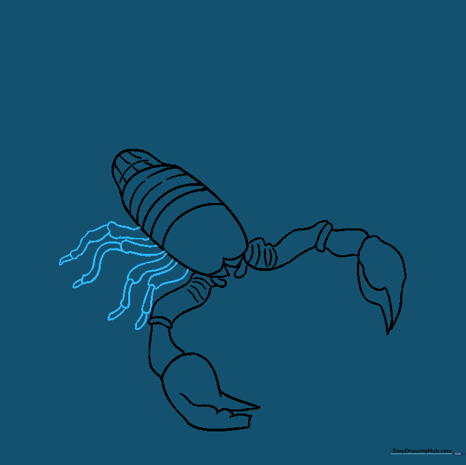Eight legs added to the scorpion, each composed of three distinct segments.