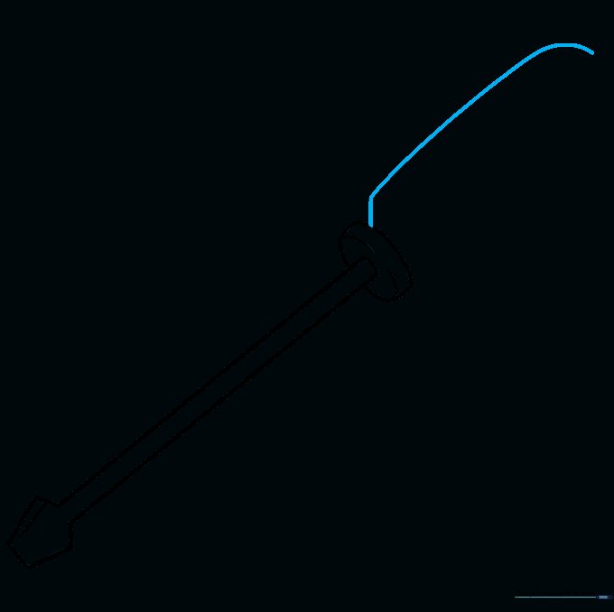 Beginning the outline of the screwdriver handle with curved and straight lines.