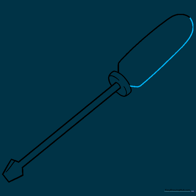 Completing the main outer shape of the screwdriver handle.