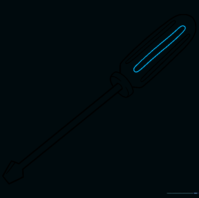 Adding central detail lines to complete the handle design.