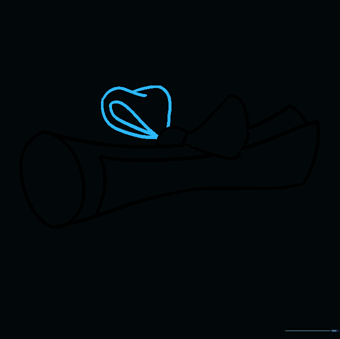 Drawing the second loop of the bow using teardrop shapes.
