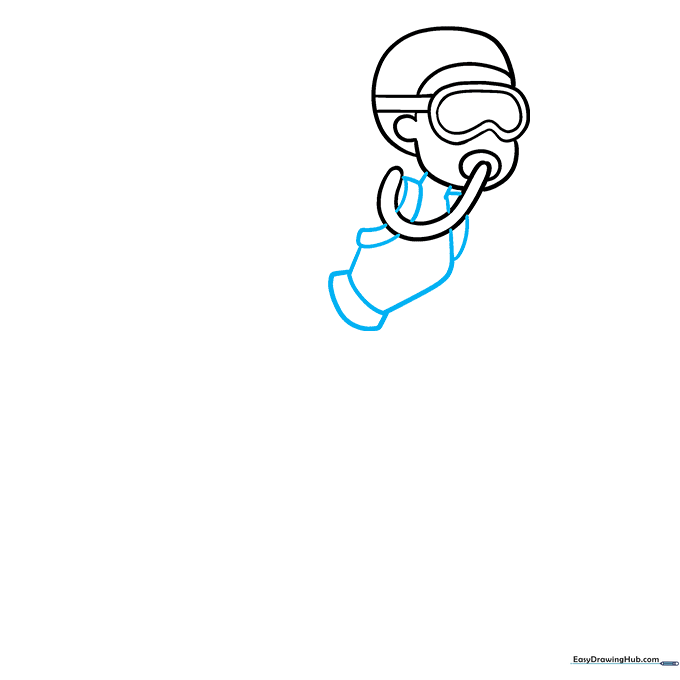 Adding the diver's torso and the harness straps for the scuba equipment.