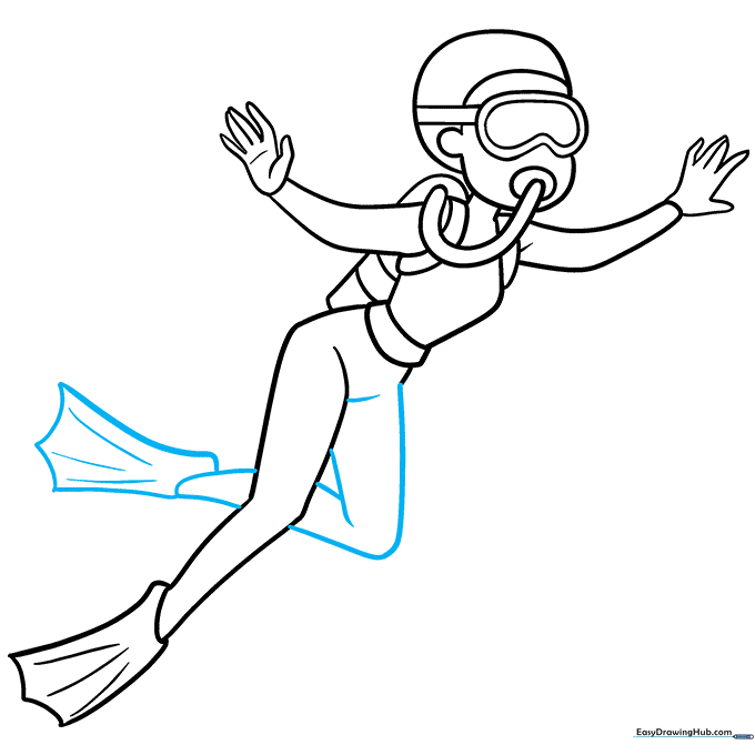 Drawing the second leg bent at the knee with a flipper.