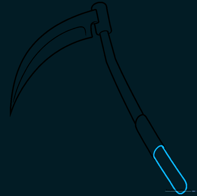 Closing the bottom of the scythe handle with a rounded connection.