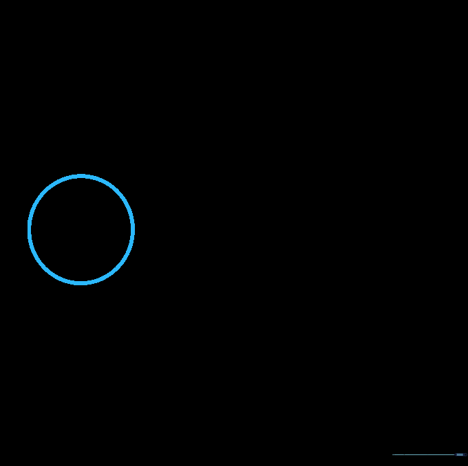A single hand-drawn circle representing the head of a sea turtle on a white background.