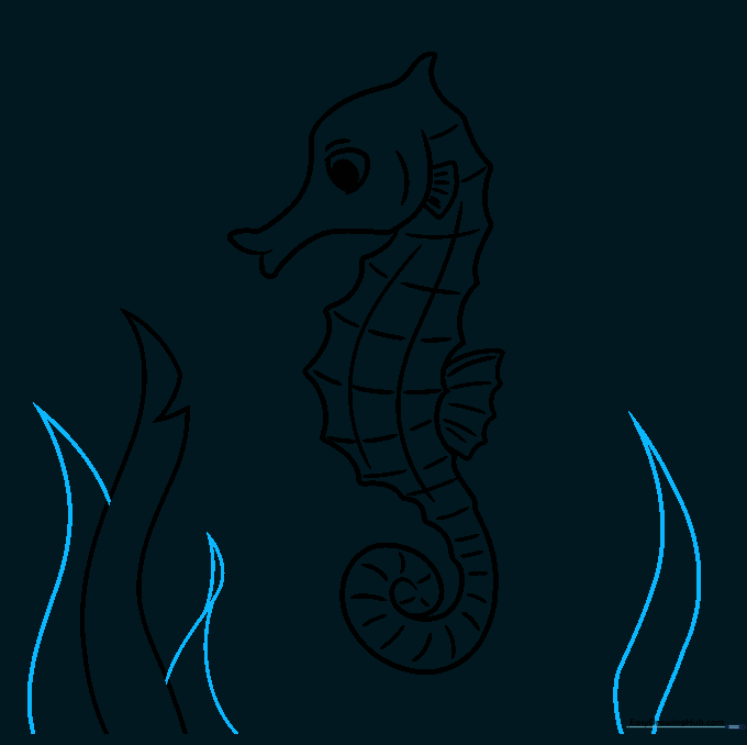 Adding more seaweed blades to the background to create an underwater environment.