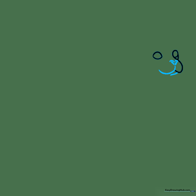 Drawing the seal's nose by adding two dark teardrop-shaped nostrils.