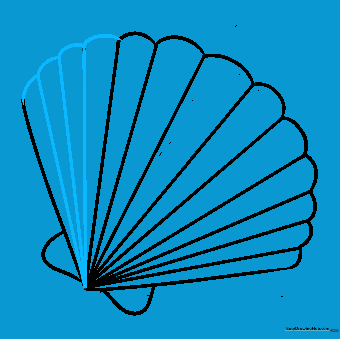 Replacing the top straight line of the shell with a scalloped, wavy edge.