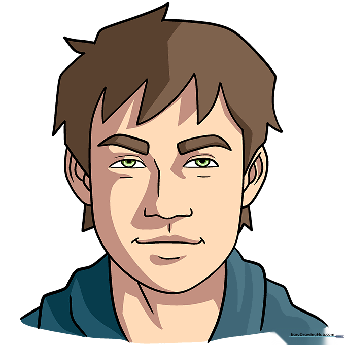 Final colored version of the self-portrait drawing.