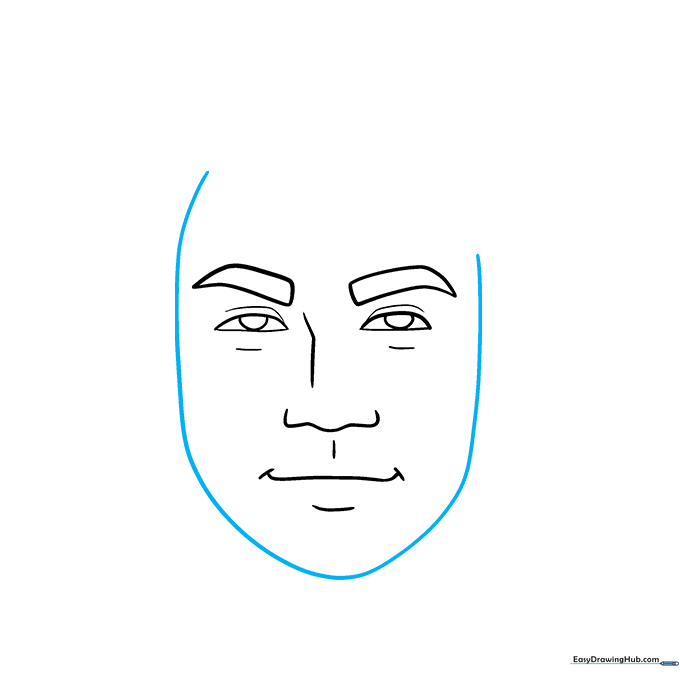 The facial features are now enclosed within an oval face shape.