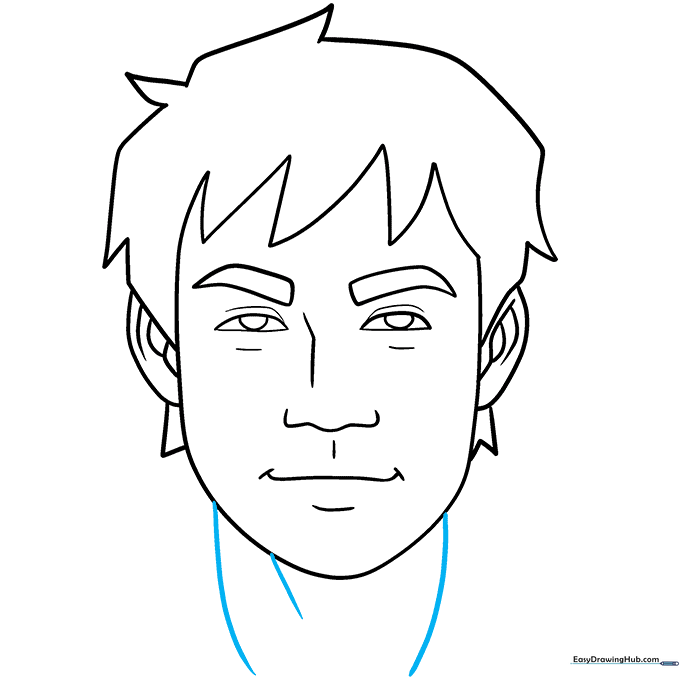 Neck and collar lines added to the base of the head.