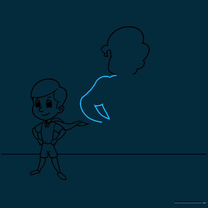 Shadow's arm, shoulder, and torso silhouette being drawn.