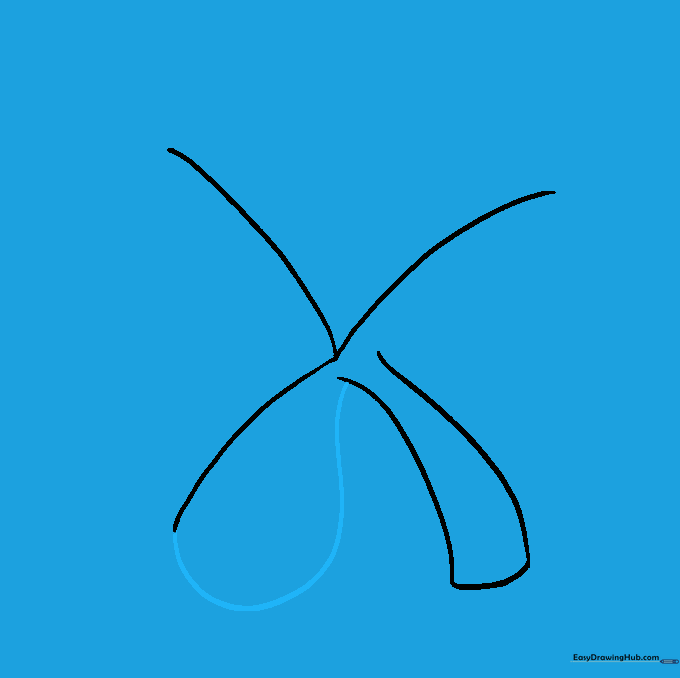 Drawing the first rounded leaf lobe on the left side of the shamrock guide.