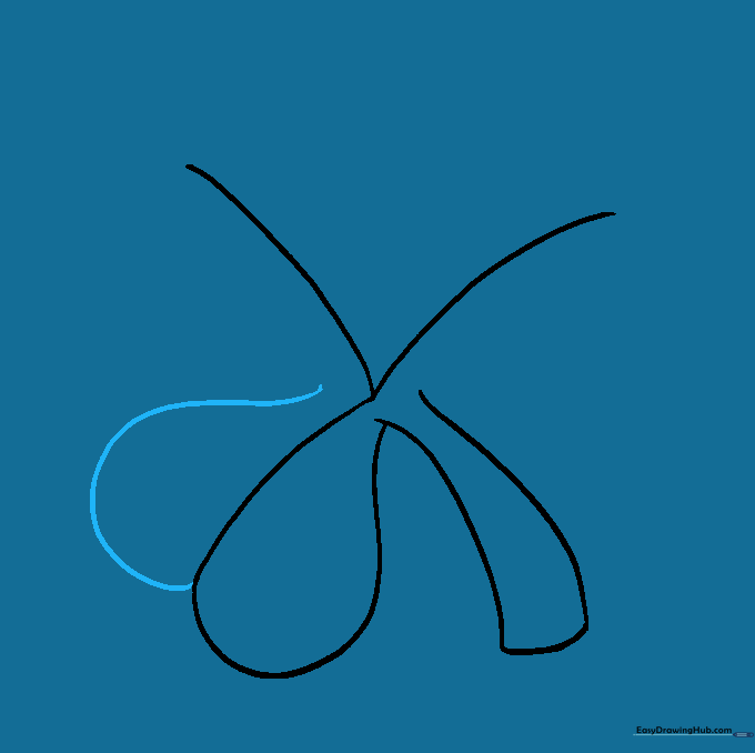 Completing the heart-shaped outline of the first shamrock leaf.