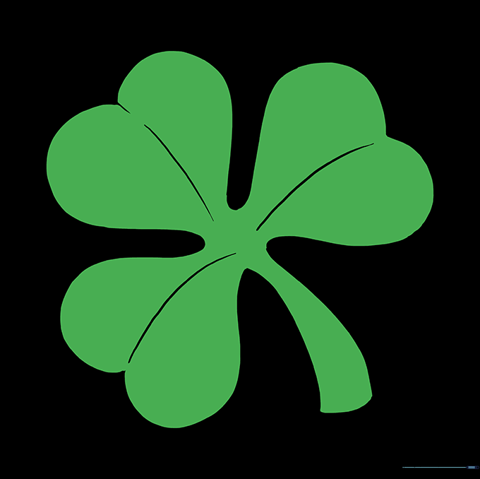 A fully colored, vibrant green shamrock drawing.