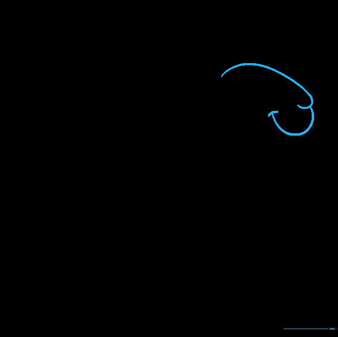 Pencil sketch showing the initial curved lines for a sheep's nose and snout profile.