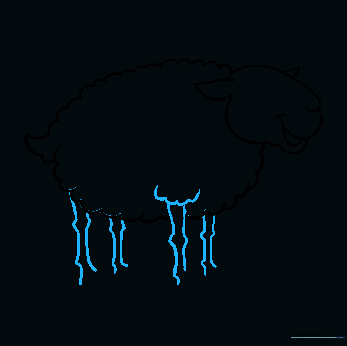 Adding four legs to the sheep with small tufts of wool at the top.