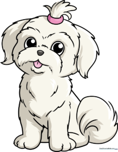 Colorful, finished drawing of a Shih Tzu, showcasing the final result of the tutorial.
