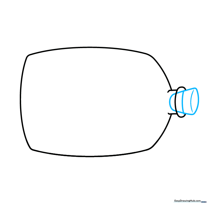 The bottle outline now features a cork stopper at the top, drawn with curved lines for depth.