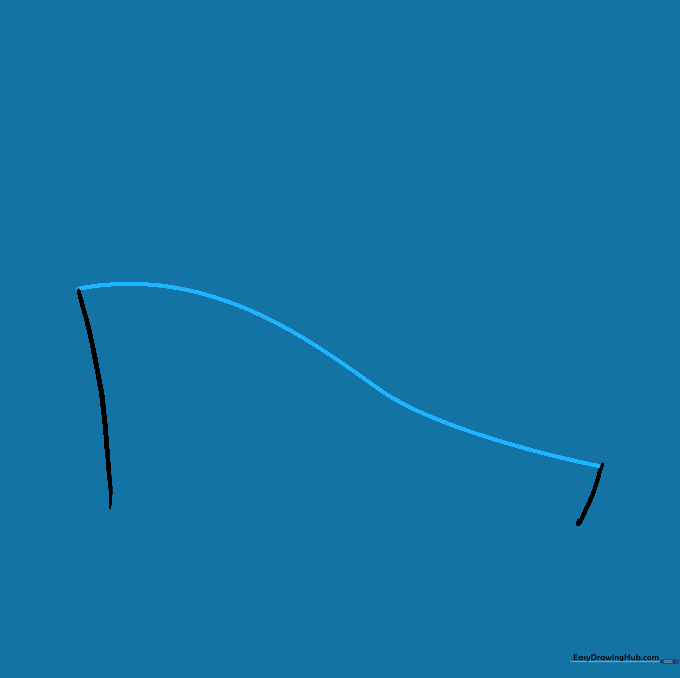 A long curved line connecting the top of the ship hull segments.