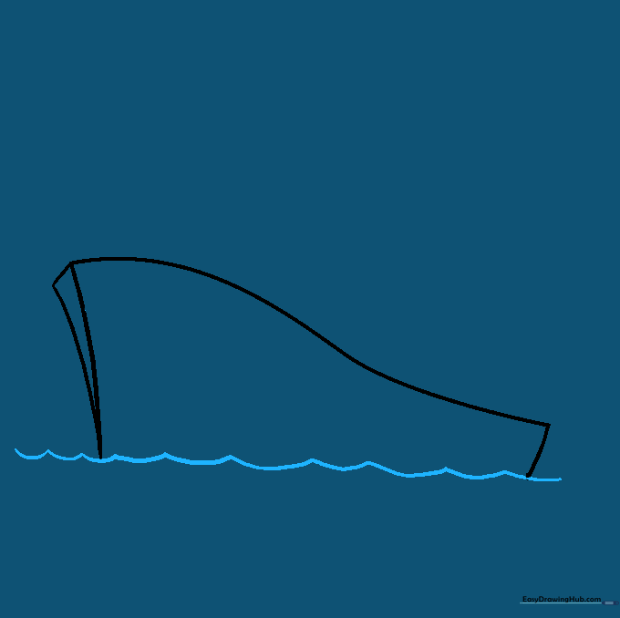 Wavy lines drawn under the ship to represent ocean waves.