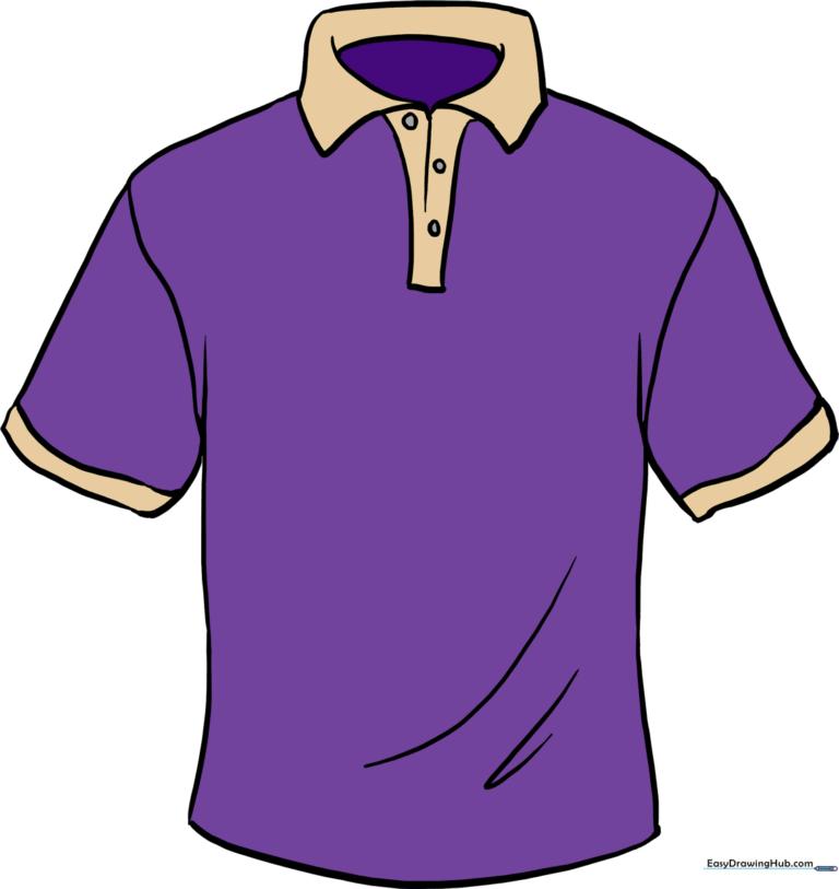 A completed, colorful shirt drawing on a clean background