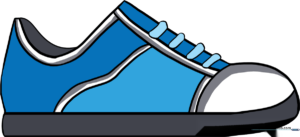 A colorful, finished sneaker drawing displayed as a featured example for kids.
